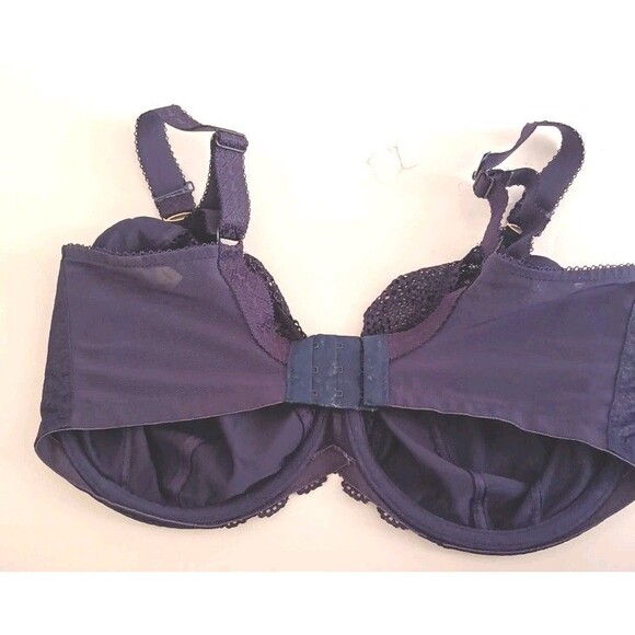 Elomi Bra Sz 36K Navy Carmen Unlined Underwire Style 4010 Lace Full Coverage - Picture 3 of 5